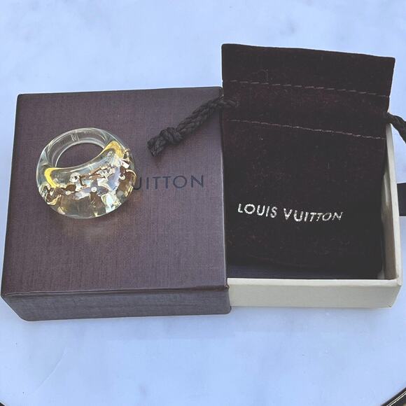 Louis Vuitton Resin Monogram Inclusion Ring Size Med (6.5) w/ Dust bag And Box - Picture 1 of 5